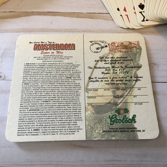 Vtg Grolsch Lager Beer Branded Product Coaster, Playing Cards 8 Oz Stein - Picture 12 of 12